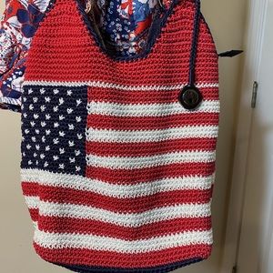 The Sak Red, White, and Blue Crochet Bag